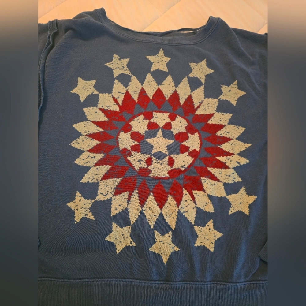 NWOT Free People Graphic Camden Ink Blue Combo - Picture 10 of 12